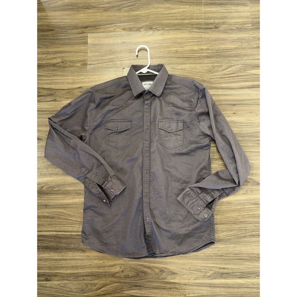 Outlander Western Shirt Mens XL Charcoal New Pearl Snap Long Sleeve Cotton Blend
